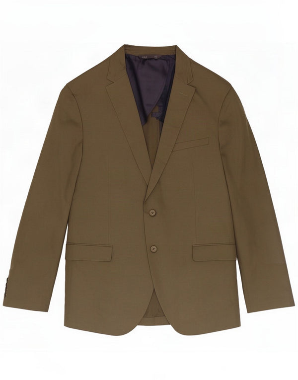 Marks & Spencer Mens Long 2 Button Blazer Jacket UK 46 3XL Khaki Cotton
