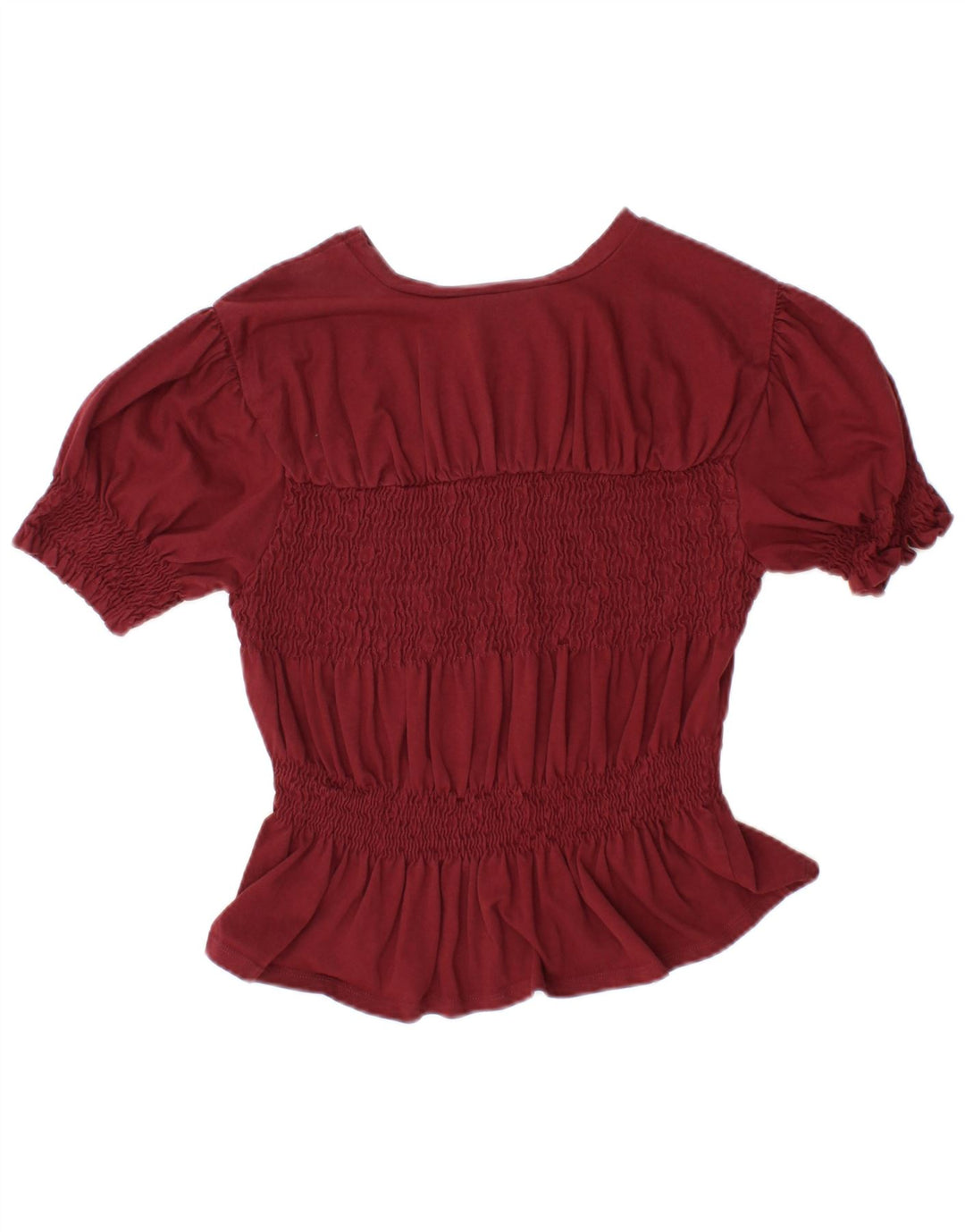 Blusa cropped feminina TOPSHOP Reino Unido 10 pequeno algodão borgonha
