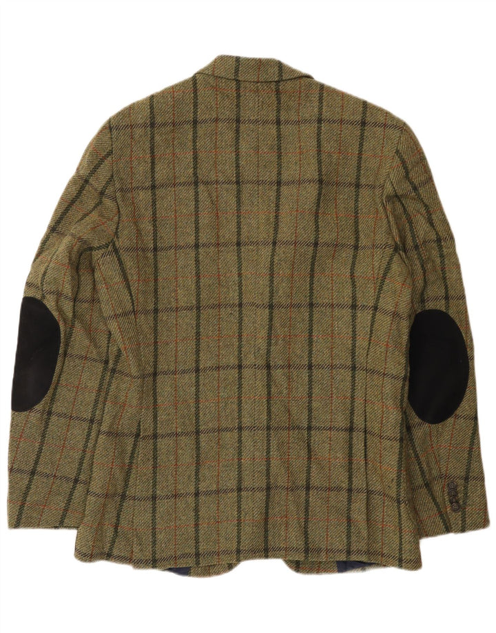Jaqueta blazer masculina de 3 botões Gant IT 50 grande lã xadrez cáqui
