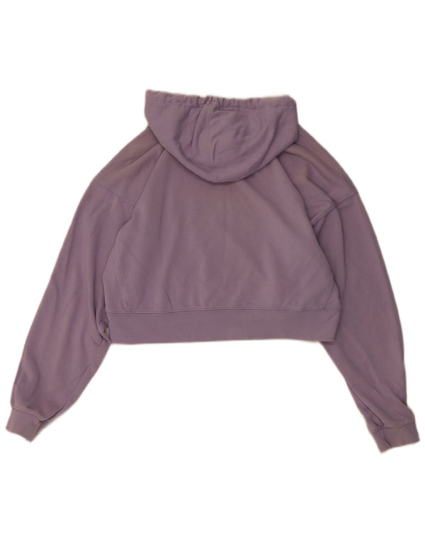Adidas Womens Loose Fit Crop Hoodie Jumper UK 12 Médio Roxo Algodão