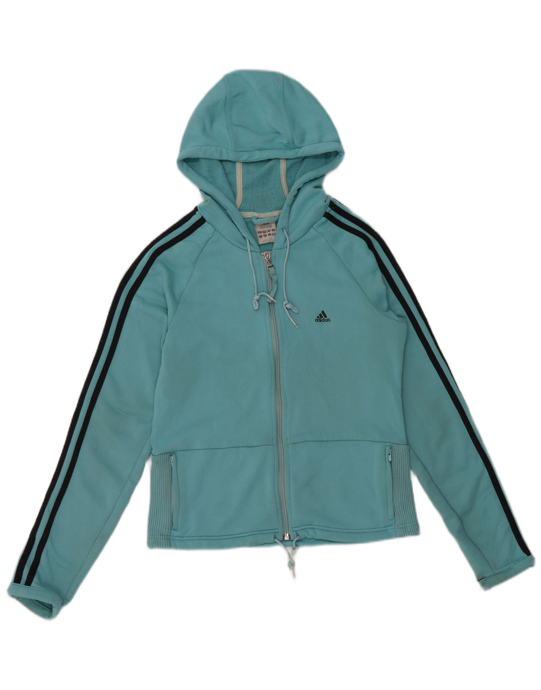 ADIDAS Womens Crop Zip Hoodie Sweater UK 14 Médio Azul Poliéster