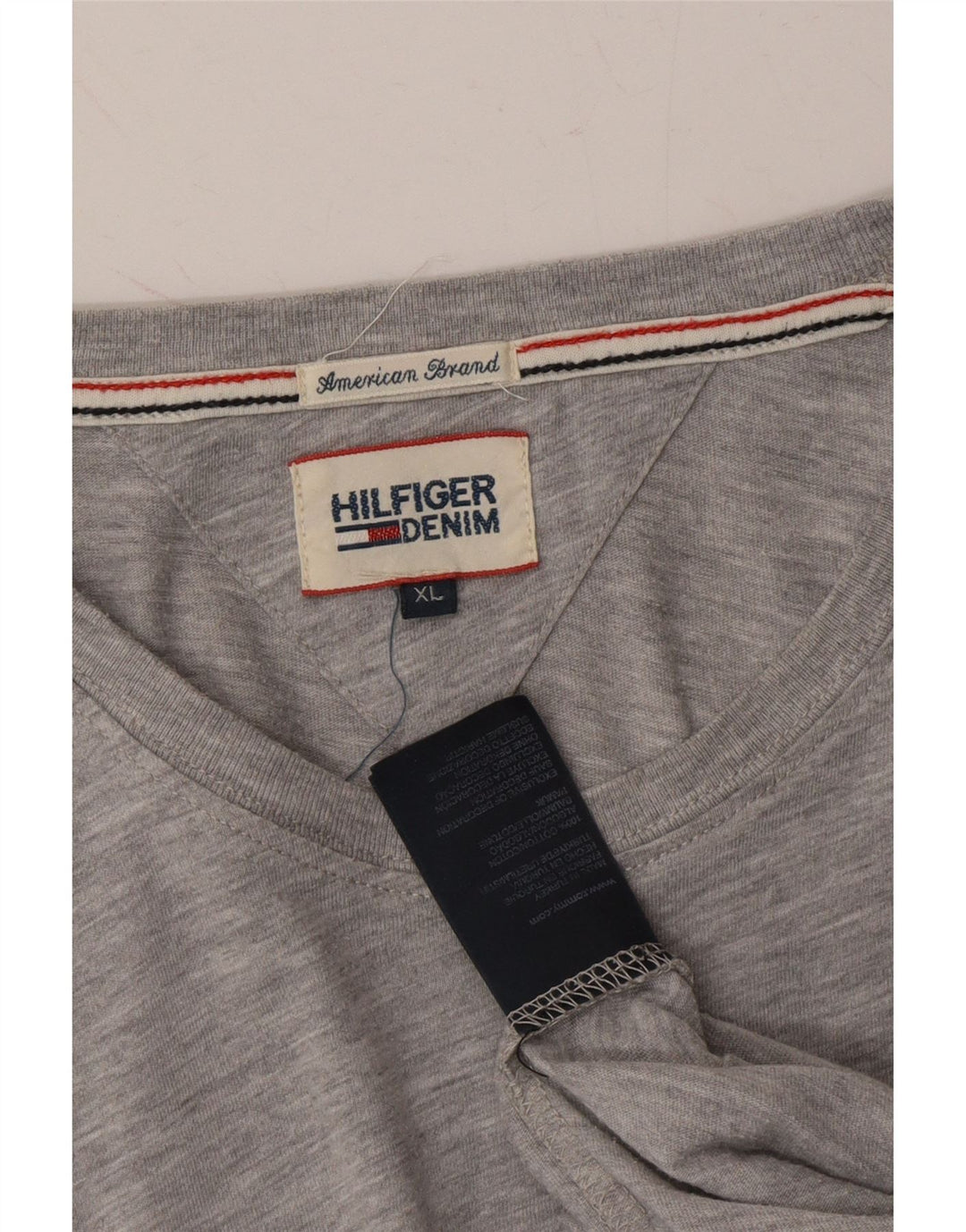 TOMMY HILFIGER Mens T-Shirt Top XL Grey Cotton Vintage Tommy Hilfiger and Second-Hand Tommy Hilfiger from Messina Hembry 