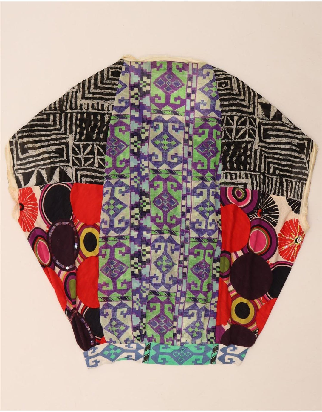 Blusa feminina Desigual UK 14 média patchwork multicolorida poliéster