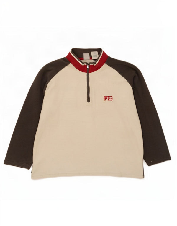 Suéter masculino Fila com zíper e gola grande em algodão colorido off white