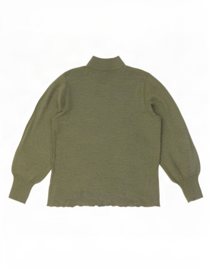 Suéter feminino Marks & Spencer com gola tartaruga Reino Unido 14 verde médio