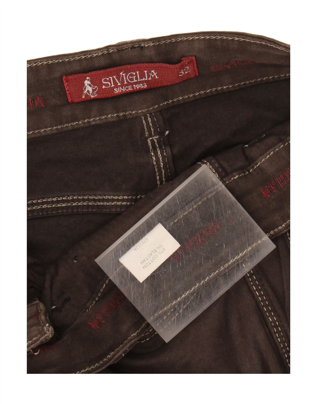 SIVIGLIA Mens Slim Casual Trousers W32 L33 Brown Cotton Vintage SIVIGLIA and Second-Hand SIVIGLIA from Messina Hembry 
