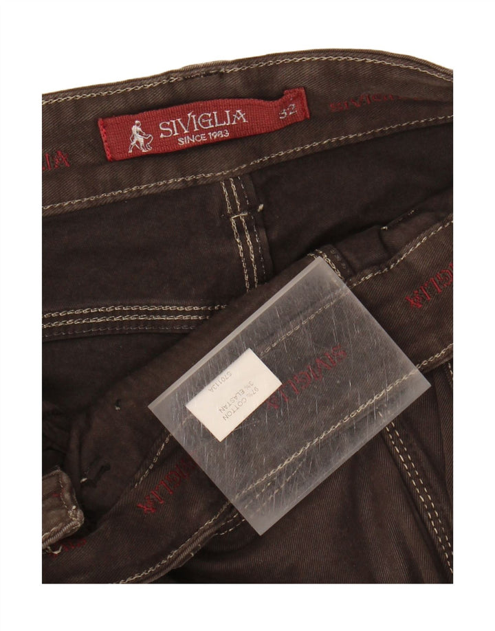 SIVIGLIA Mens Slim Casual Trousers W32 L33 Brown Cotton Vintage SIVIGLIA and Second-Hand SIVIGLIA from Messina Hembry 