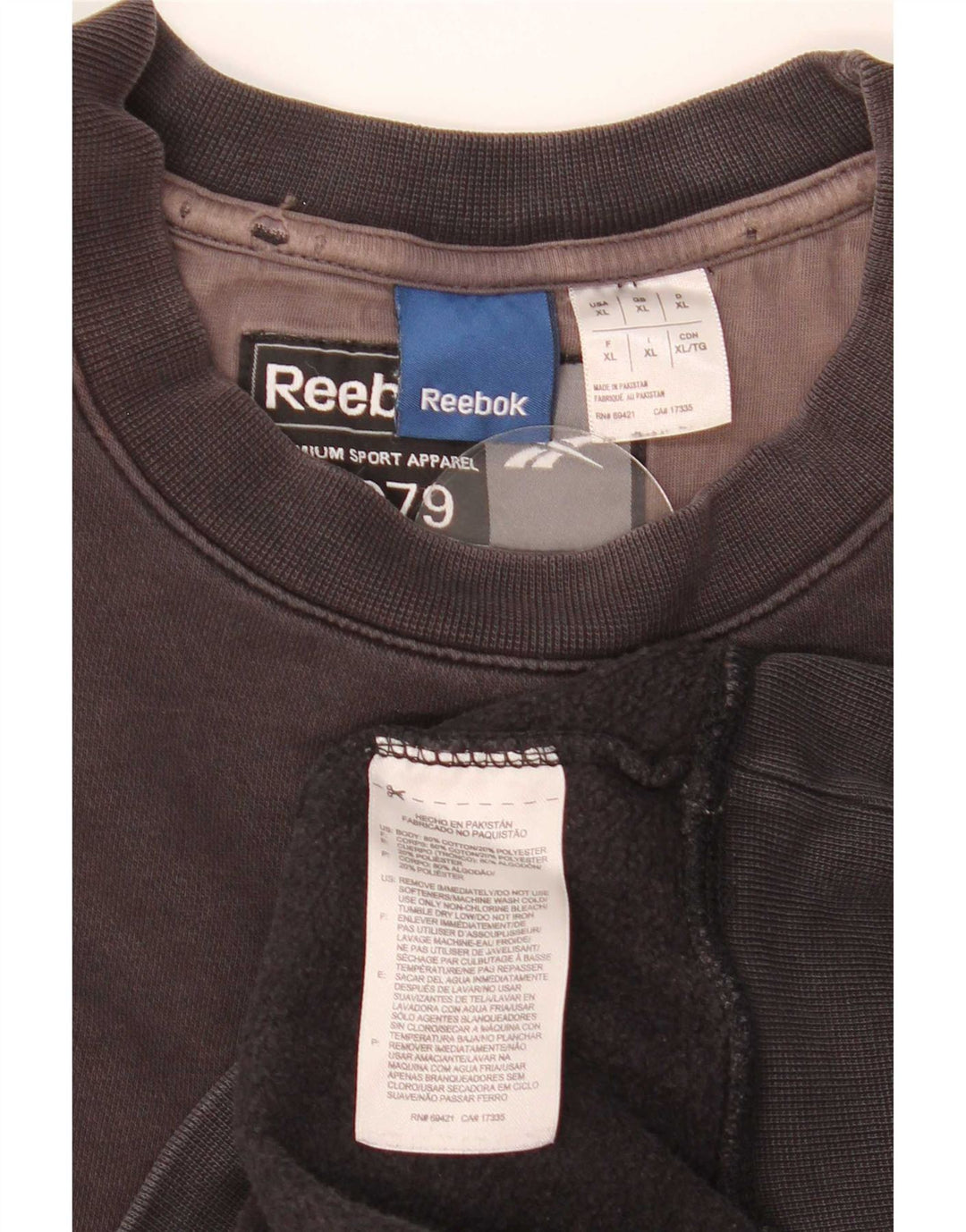 Reebok Mens Moletom Jumper XL Algodão Preto