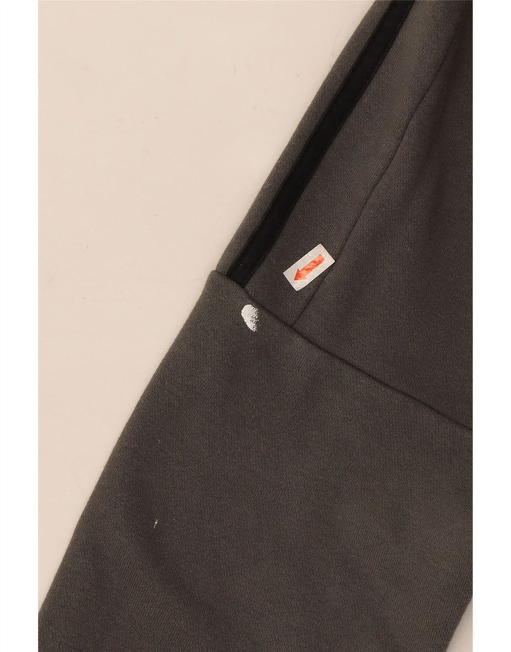 ADIDAS Mens Zip Hoodie Suéter Pequeno Algodão Cinza