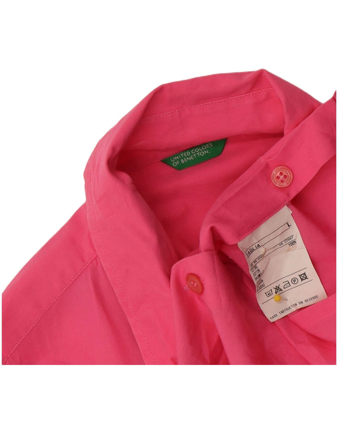 Camisa feminina Benetton grande algodão rosa