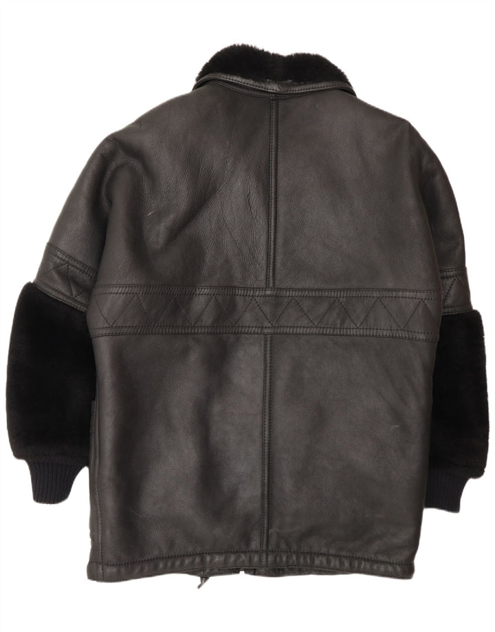 Jaqueta masculina vintage Shearling UK 44 2XL Shearling preto