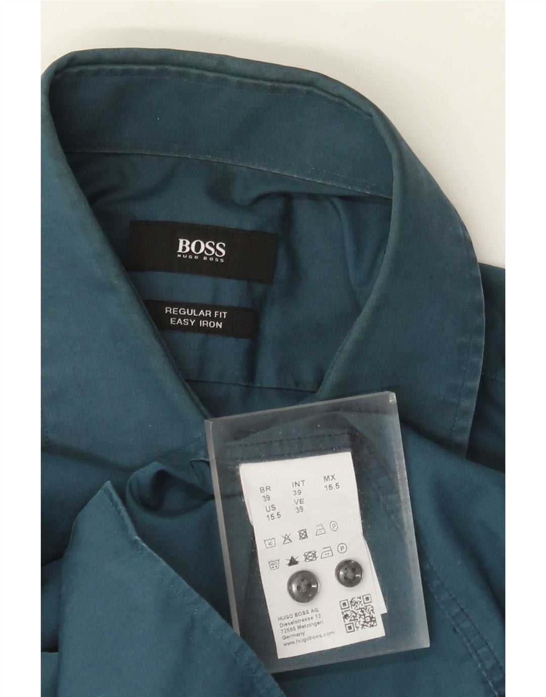Camisa masculina Hugo Boss Regular Fit tamanho 39 algodão azul médio