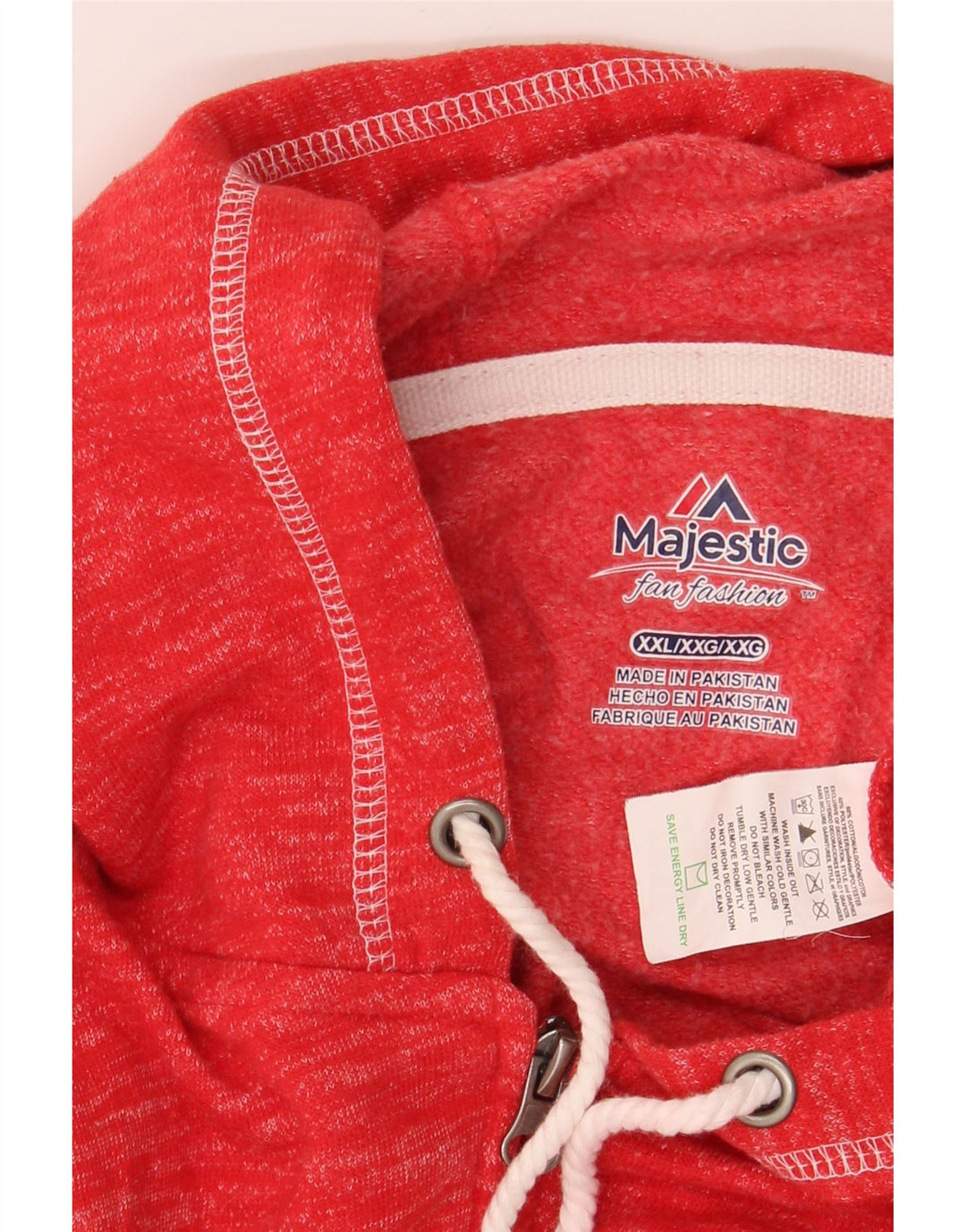 MAJESTIC Mens Graphic Zip Hoodie Sweater 2XL Red Cotton Vintage Majestic and Second-Hand Majestic from Messina Hembry 
