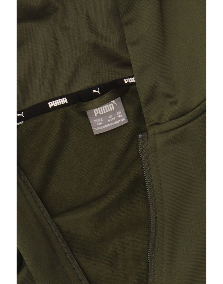 PUMA Boys Graphic Zip Hoodie Sweater 9-10 Years Khaki Colourblock Vintage Puma and Second-Hand Puma from Messina Hembry 