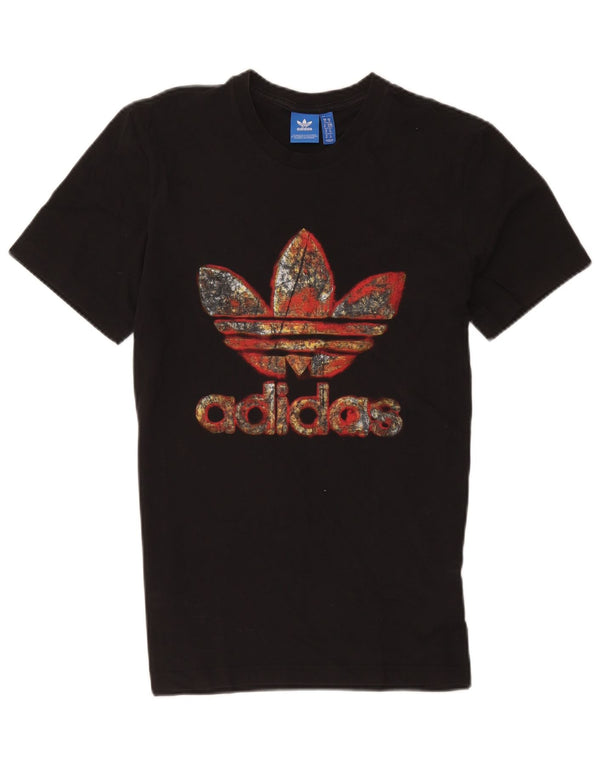 Adidas Mens Graphic T-Shirt Top Médio Algodão Preto