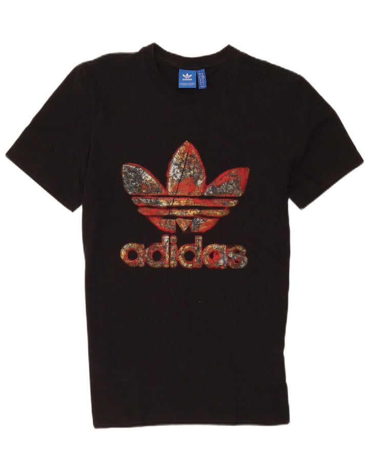 Adidas Mens Graphic T-Shirt Top Médio Algodão Preto