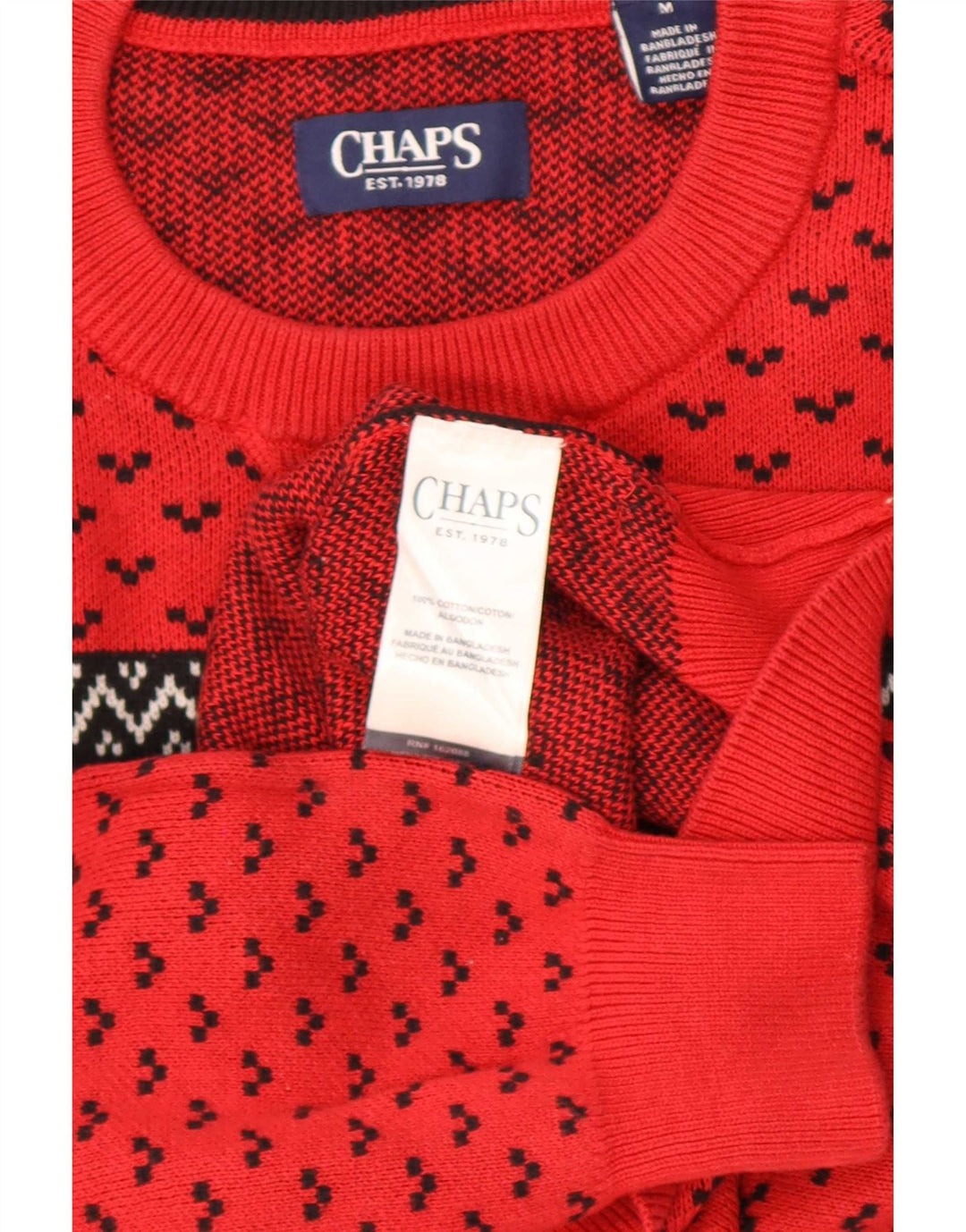 Suéter masculino Chaps com gola redonda médio vermelho Fair Isle