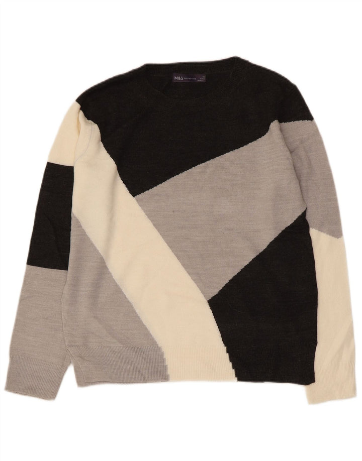 Suéter feminino MARKS & SPENCER com gola canoa Reino Unido 10 pequeno multicolorido