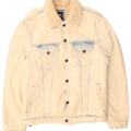 Jaqueta jeans Zara masculina Sherpa Reino Unido 36 algodão bege pequeno