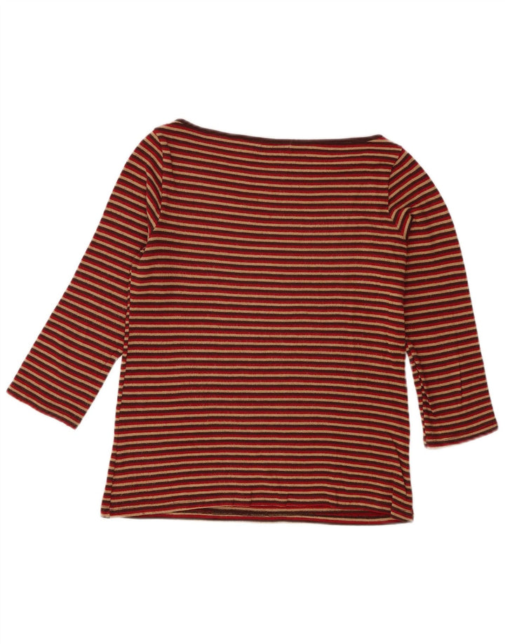 Top feminino Zara manga 3/4 Reino Unido 14 grande listrado multicolorido