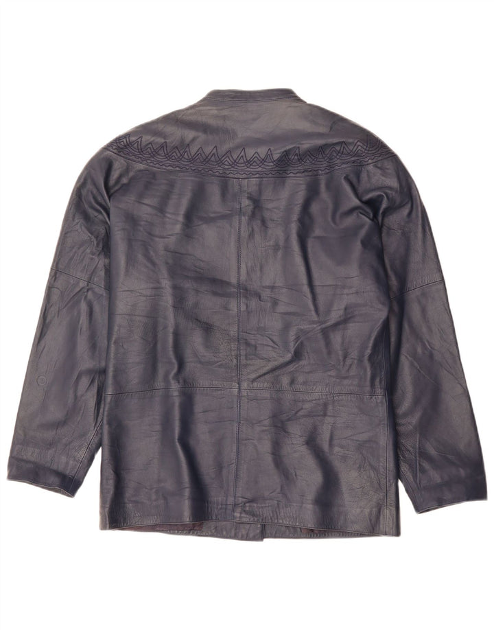 Jaqueta feminina de couro oversized GENNY EU 34 XS azul marinho