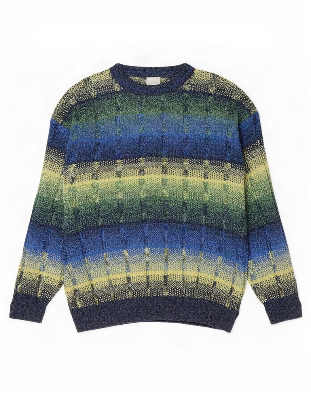 Suéter vintage masculino com gola redonda IT 52 grande geométrico multicolorido