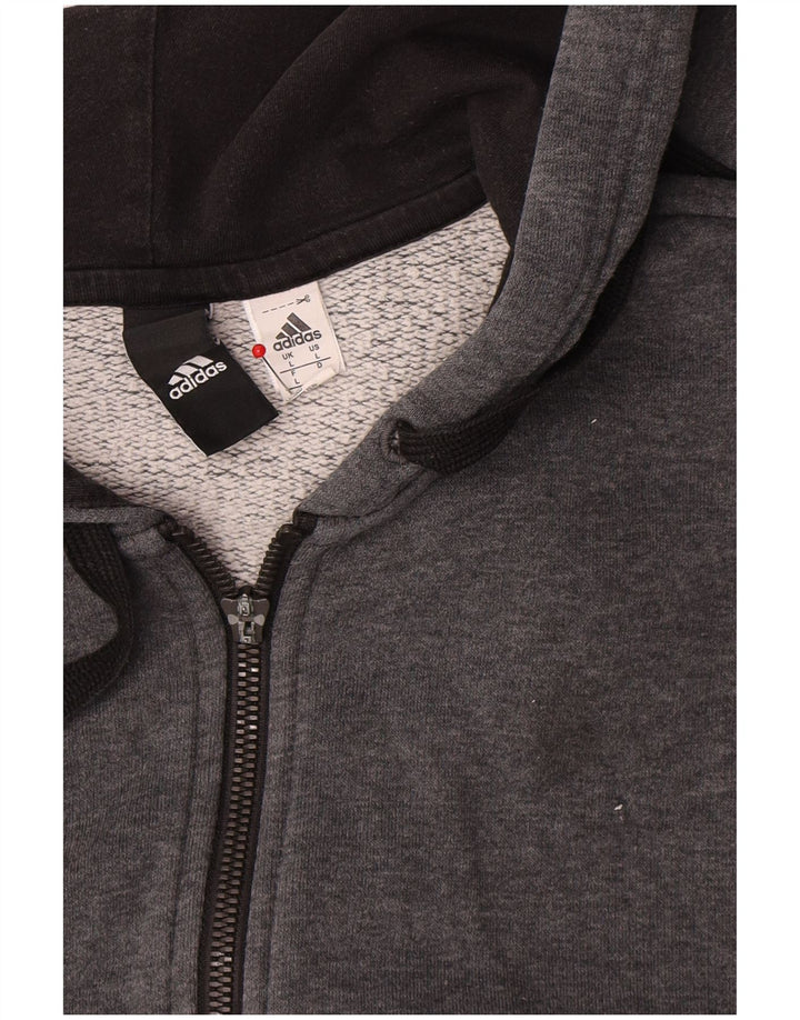 Adidas masculino zip moletom com capuz grande algodão cinza