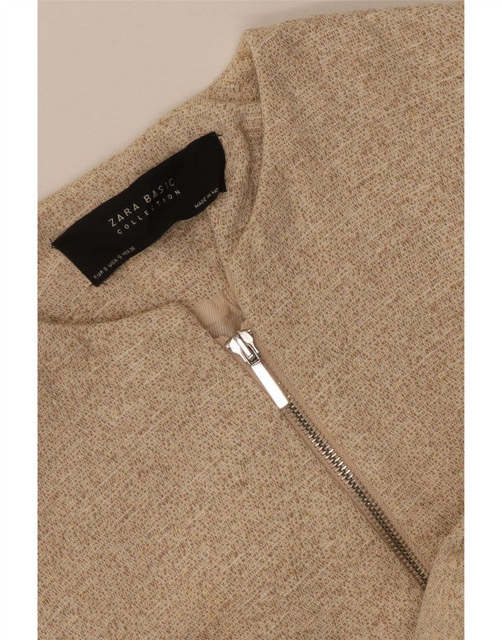 Jaqueta blazer feminina Zara Longline Full Zip Reino Unido 8 pequena bege manchada