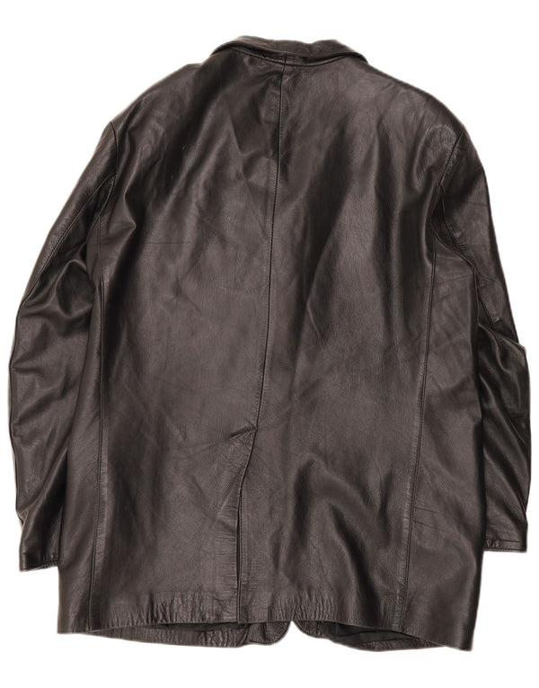 Jaqueta de couro masculina vintage IT 54 2XL preta