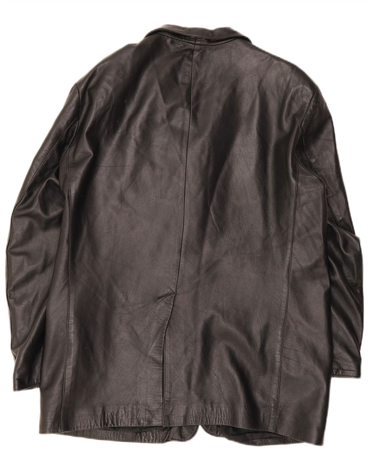 Jaqueta de couro masculina vintage IT 54 2XL preta