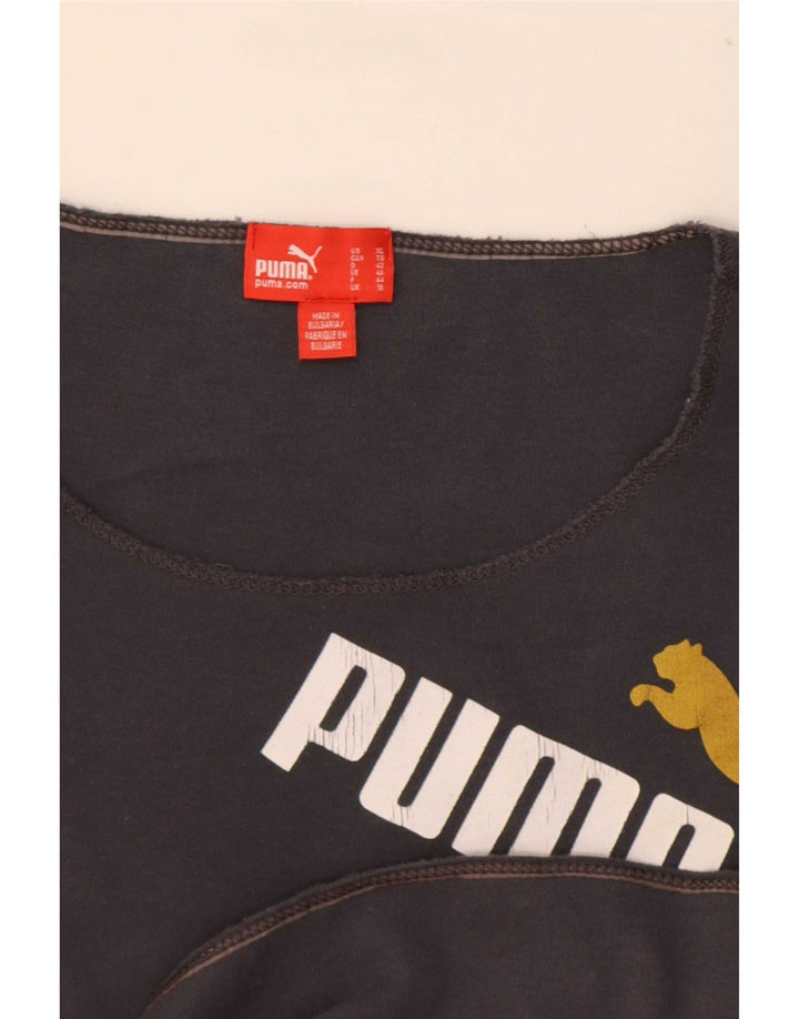 Puma Mulher Graphic Top Manga Longa UK 16 Grande Cinza