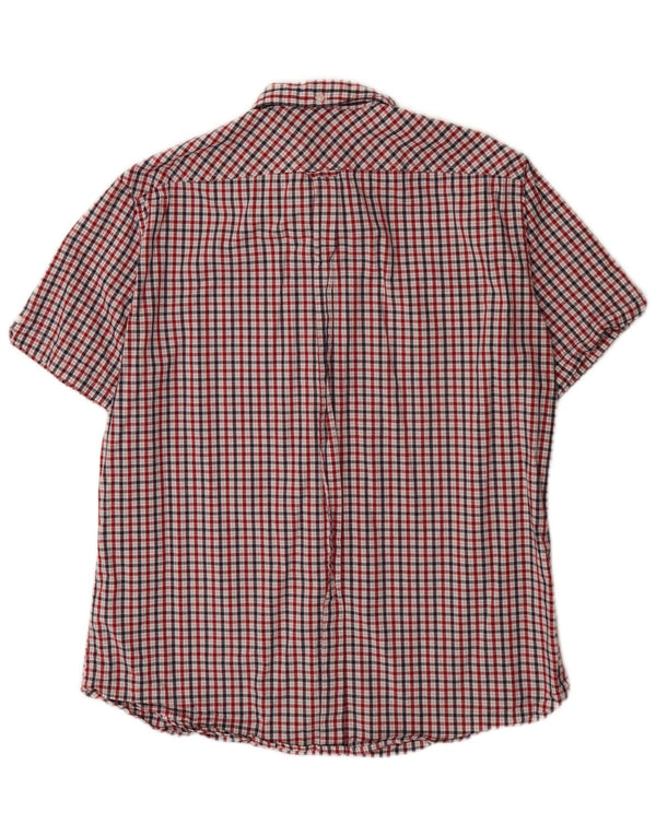 Ben Sherman Camisa masculina de manga curta com ajuste regular XL de algodão xadrez vermelho
