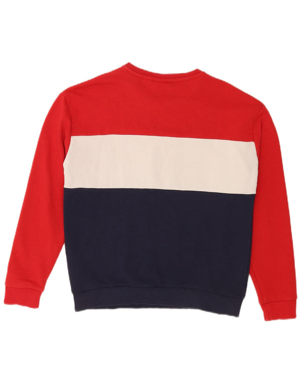 Fila moletom feminino gráfico oversized jumper UK 10 pequeno bloco colorido vermelho