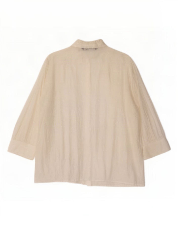 Blusa feminina Zara manga 3/4 transparente Reino Unido 14 médio branco