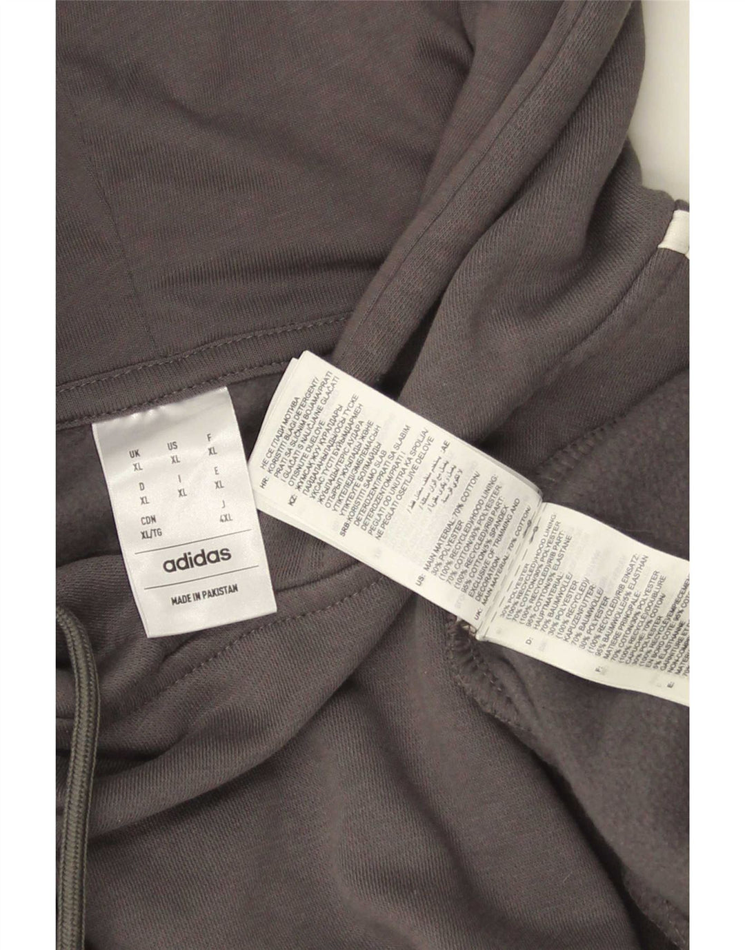 Adidas Mens Hoodie Jumper XL Cinza Algodão