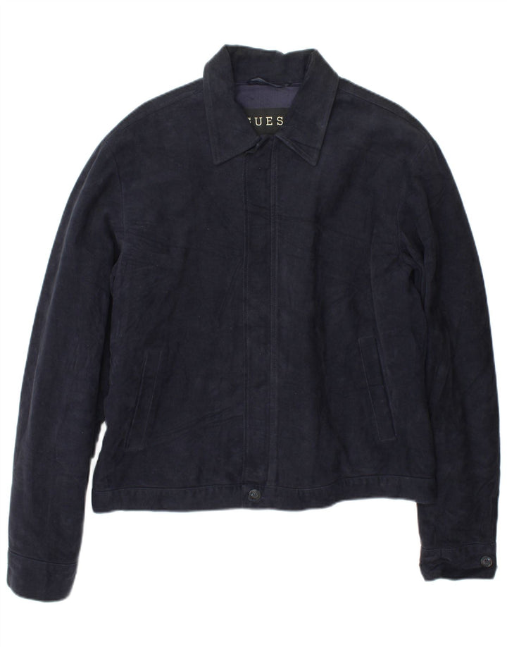 Jaqueta bomber masculina Guess UK 40 grande algodão azul marinho