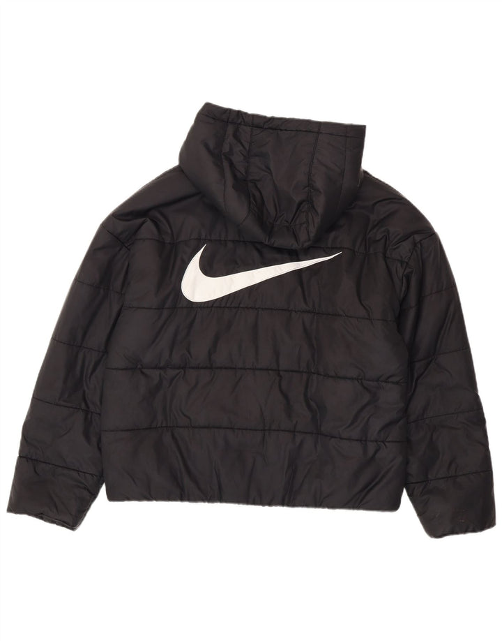Jaqueta acolchoada com capuz gráfico Nike Boys 10-11 anos médio preto poliéster