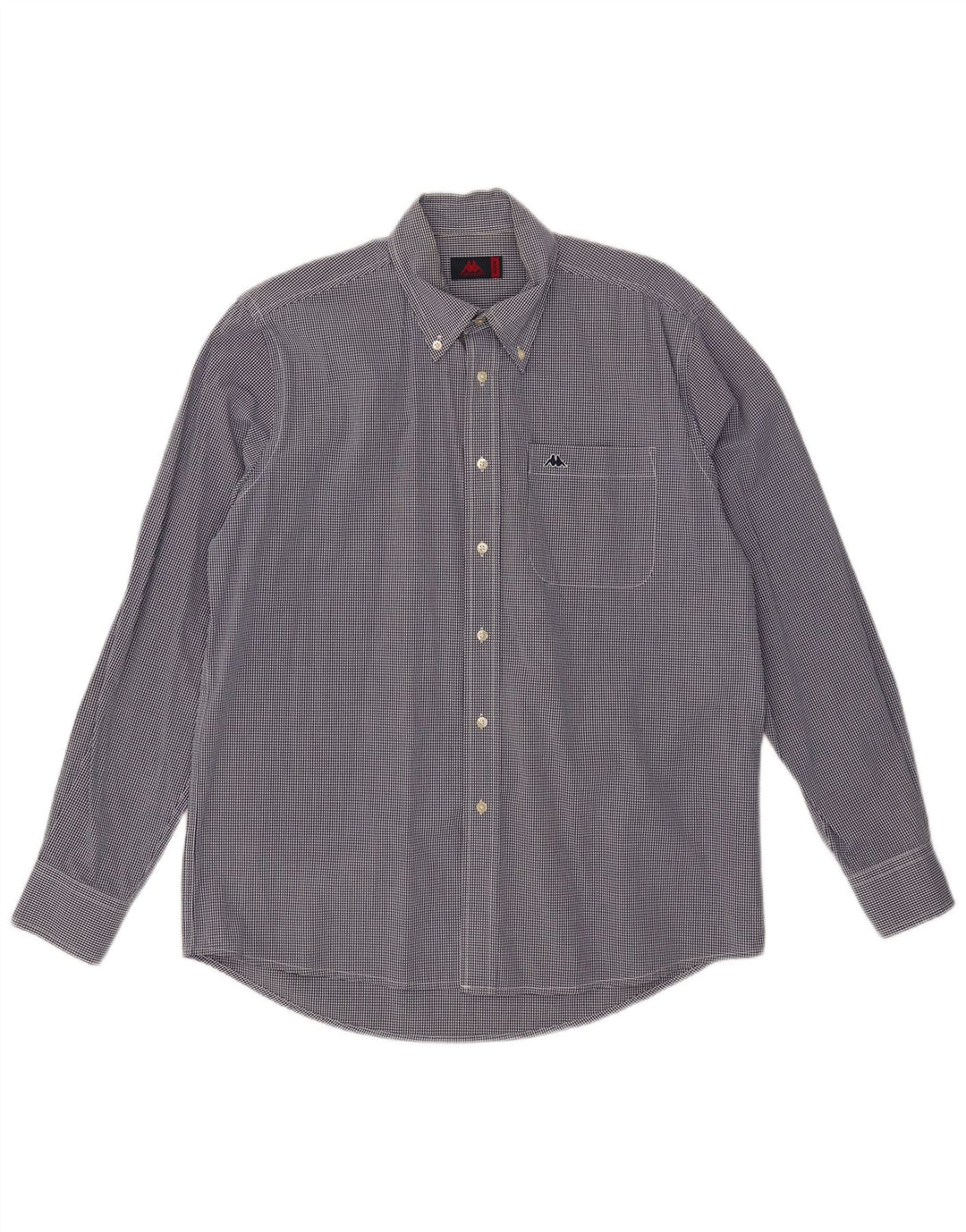 Camisa masculina Kappa de algodão guingão azul marinho médio