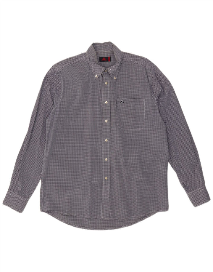 Camisa masculina Kappa de algodão guingão azul marinho médio