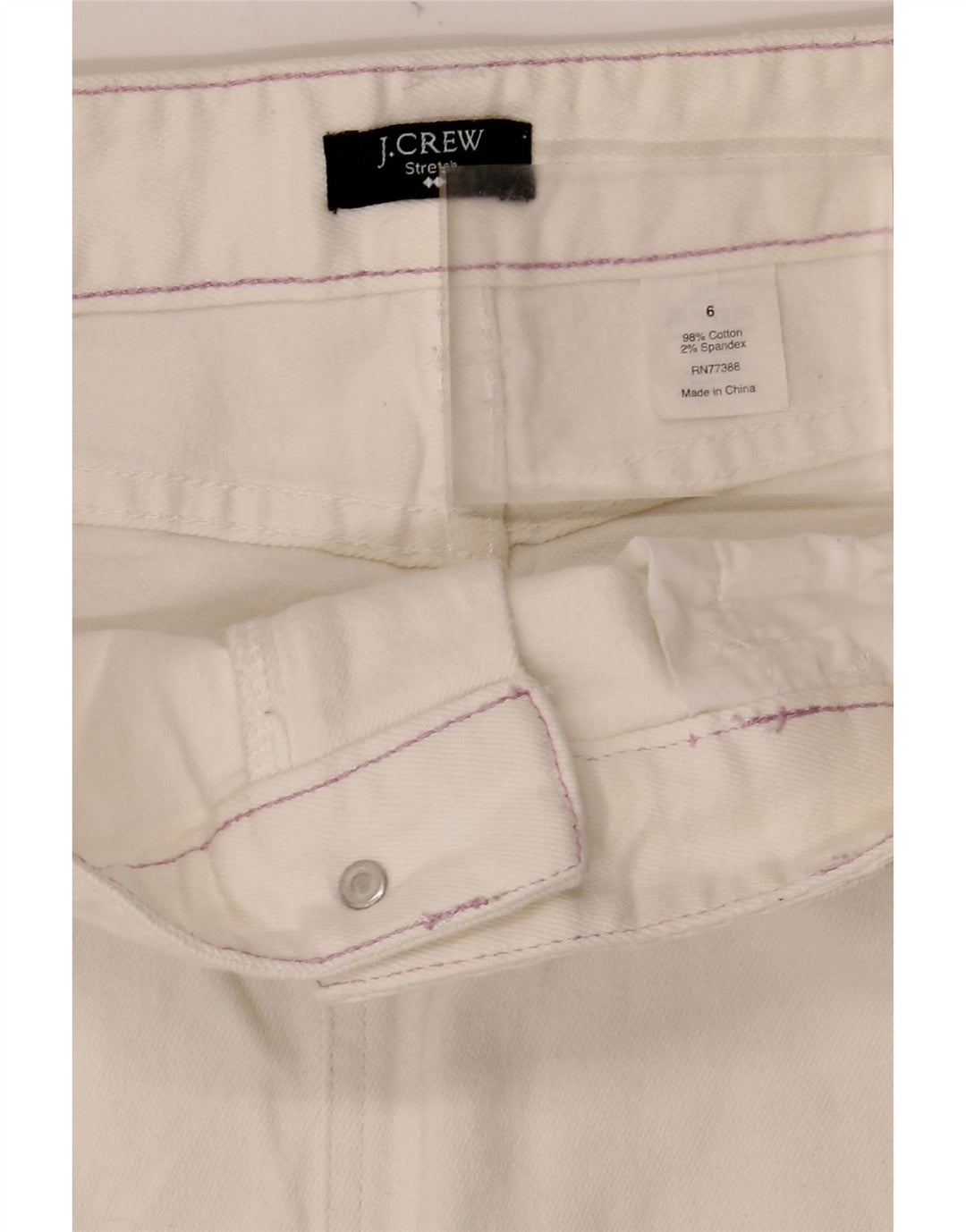 Saia jeans feminina J. Crew EUA 6 médio W32 algodão branco