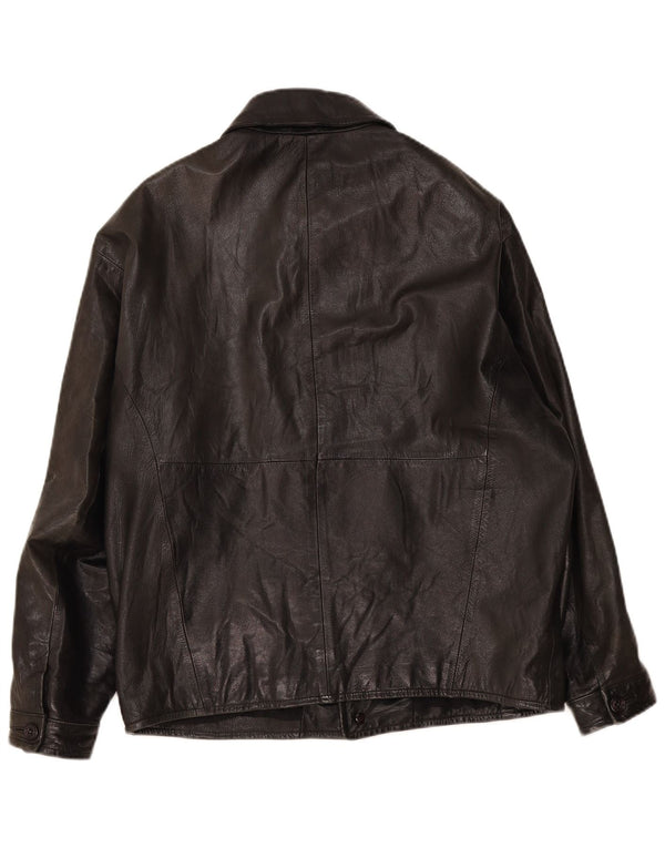 Jaqueta de couro masculina vintage UK 40 grande preta