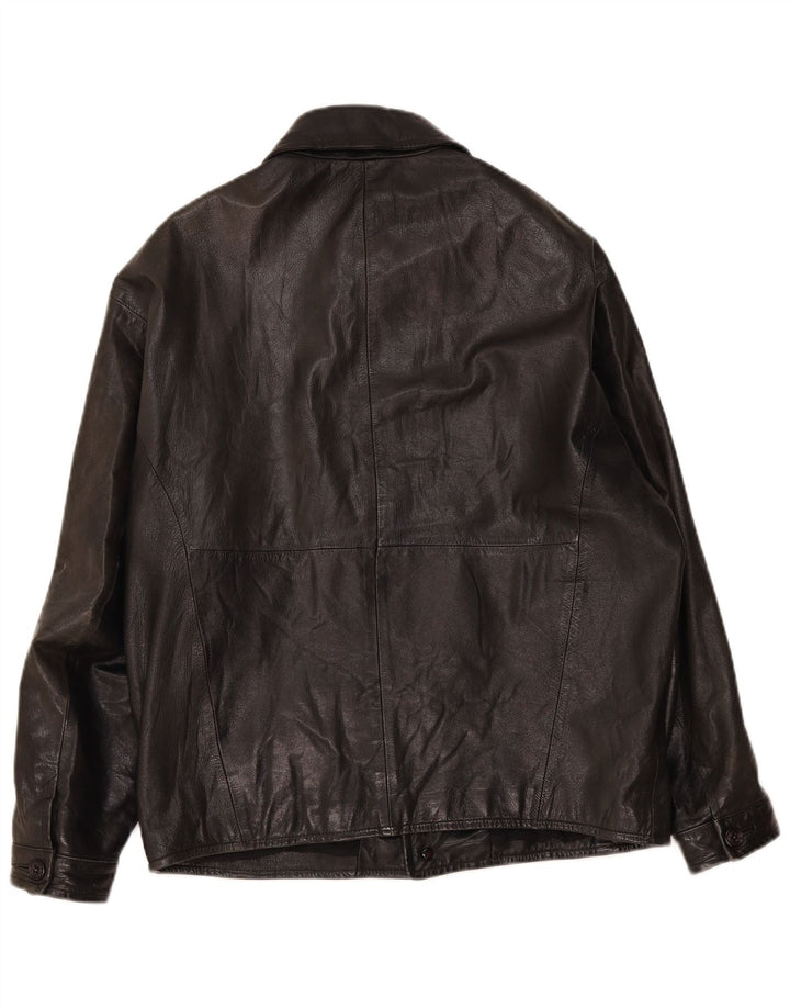 Jaqueta de couro masculina vintage UK 40 grande preta