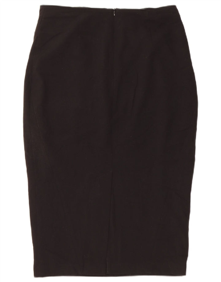 Saia lápis feminina Marks & Spencer UK 10 pequena W28 poliéster preto