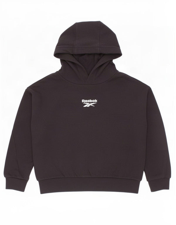Jumper com capuz feminino Reebok 6-7 anos preto algodão colorblock