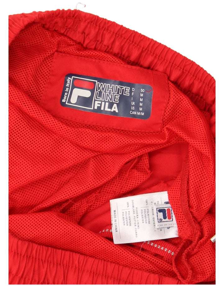 Shorts esportivos masculinos FILA White Line poliéster vermelho médio