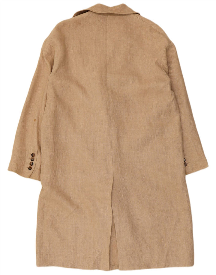 Casaco feminino Zara com peito duplo Reino Unido 14 viscose bege médio