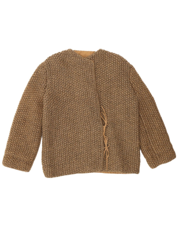 Jaqueta bomber vintage feminina de malha UK 12 marrom médio