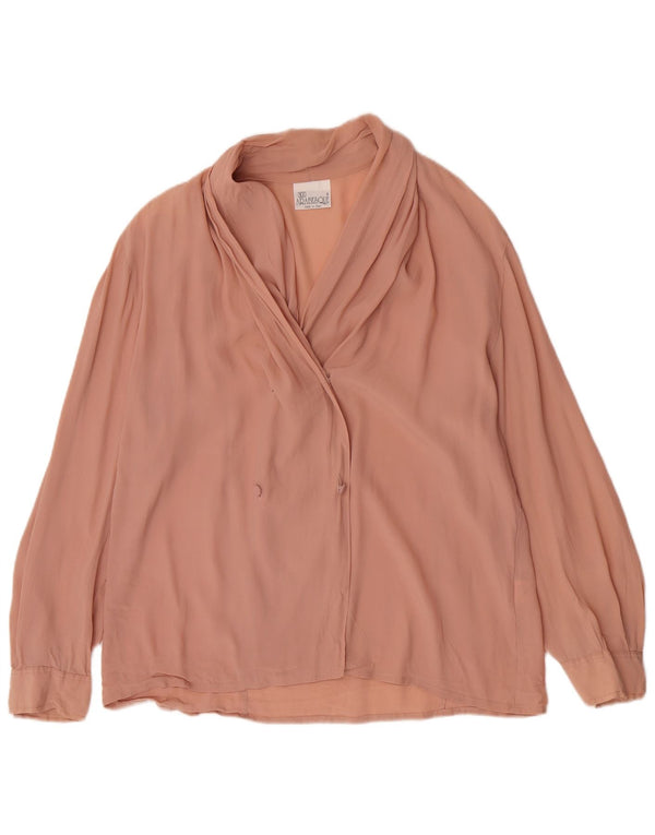 Blusa feminina vintage de manga comprida IT 52 2XL acetato rosa