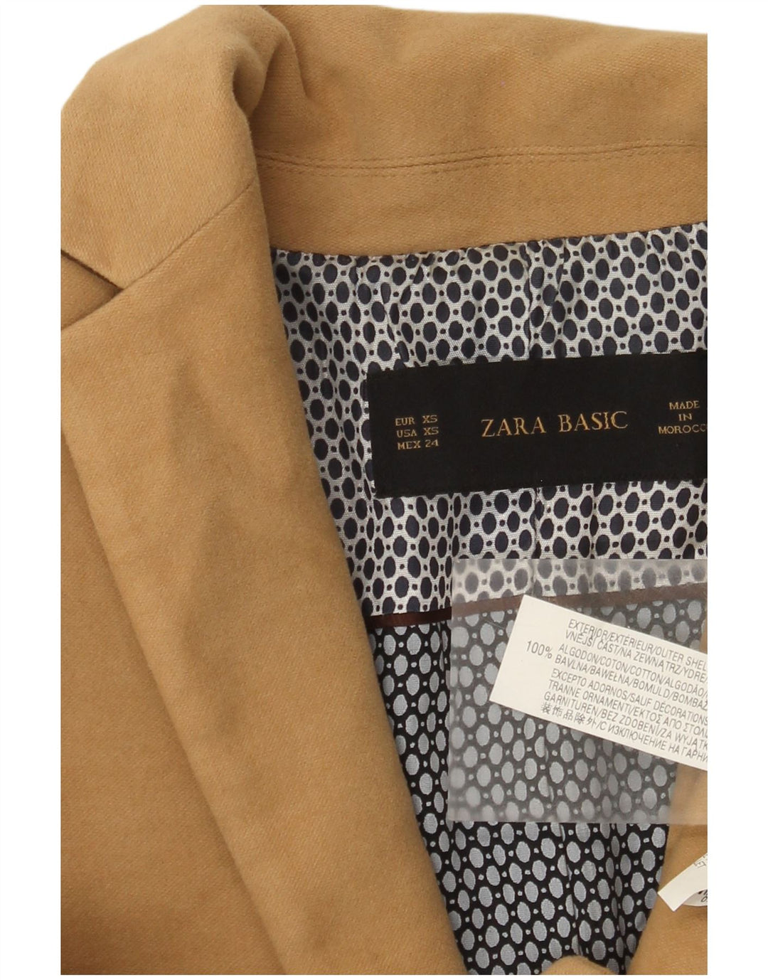 Jaqueta blazer feminina Zara com 1 botão UK 6 XS algodão marrom