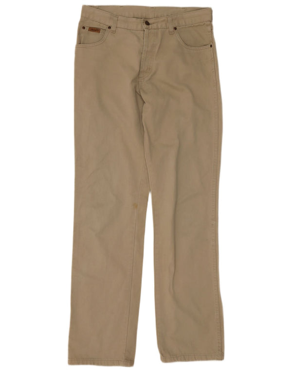 Wrangler Calça masculina reta casual W34 L34 algodão bege